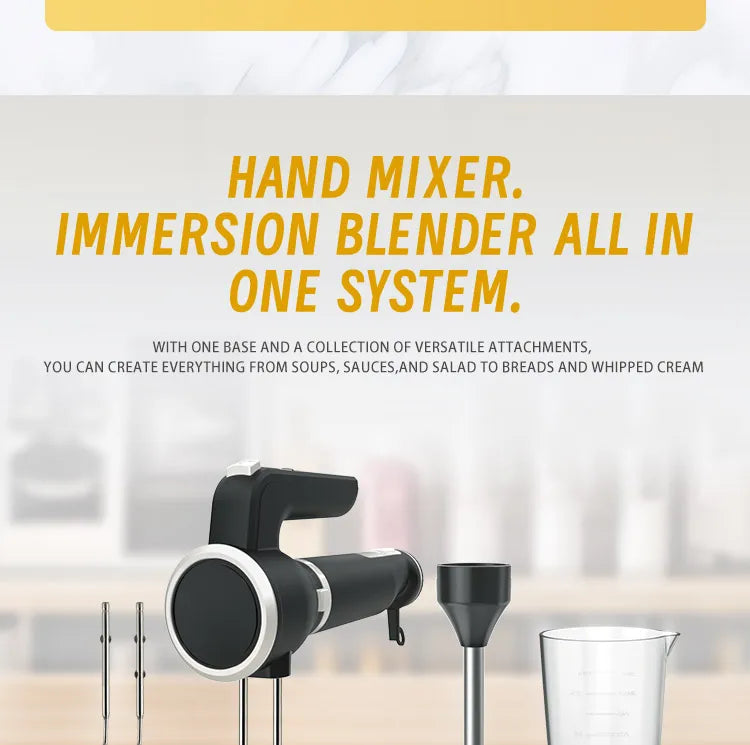 Manual Hand Blender 800 Peak Watt 1 Speed Immersion Blender And 7 Speed Hand Mixer Easy Glide Hand Blender Electric 600ml