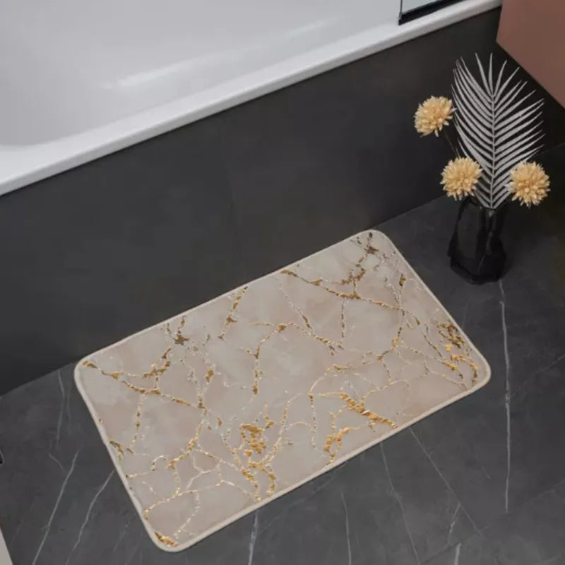 Marble Bathroom Rugs Nonslip Black Gold Bathroom Mats Soft Rabbit Fur Bath Mats for Bathroom Floor Mats Carpet коврик для ванной