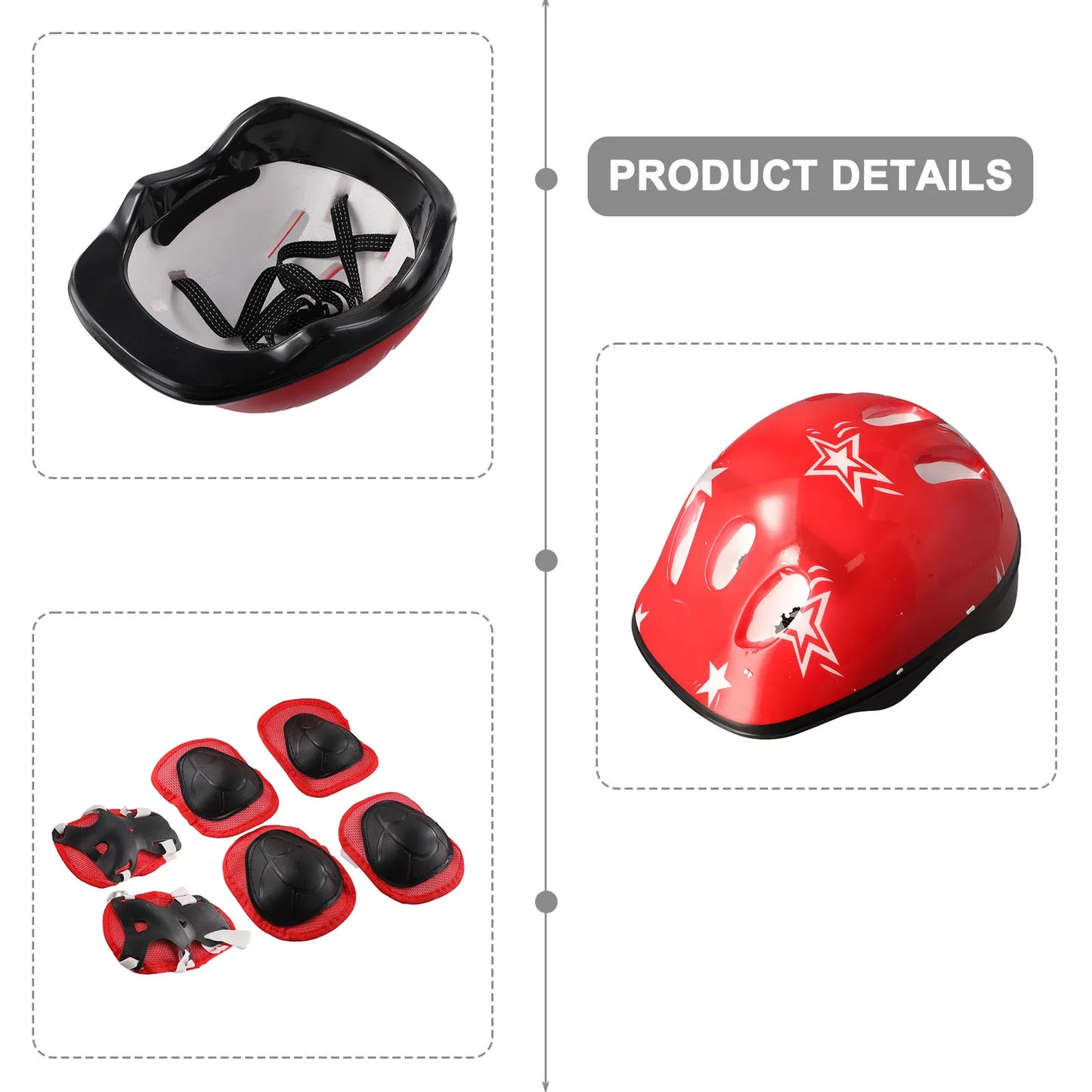 7PCS Children's Skating Protection Equipment Set 1 Helmet + 2 Knee Pads + 2 Elbow Pads + 2 Hand Pad Skating Equipment Protection
