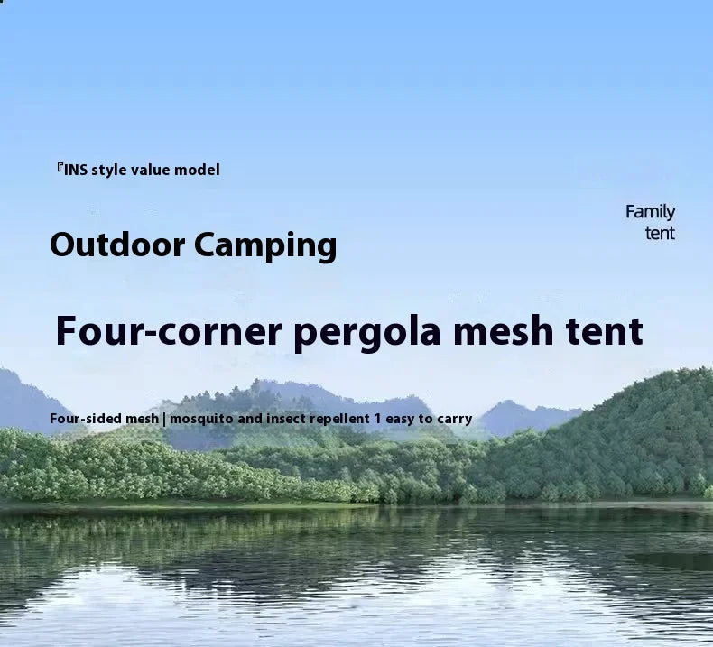 Outdoor Large Tent Canopy Sunshade Netting Portable Mosquito-Proof Tent Beach Camping Gazebo