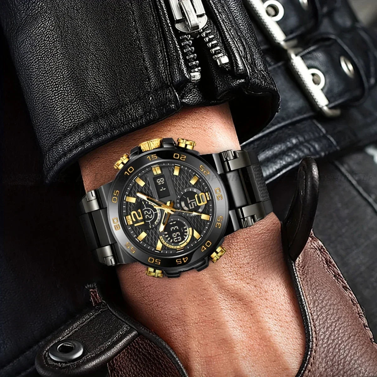 New Watches For Men Waterproof Clock Alarm reloj hombre LCD Dual Display Wristwatch Quartz Military Sports Mens Watch