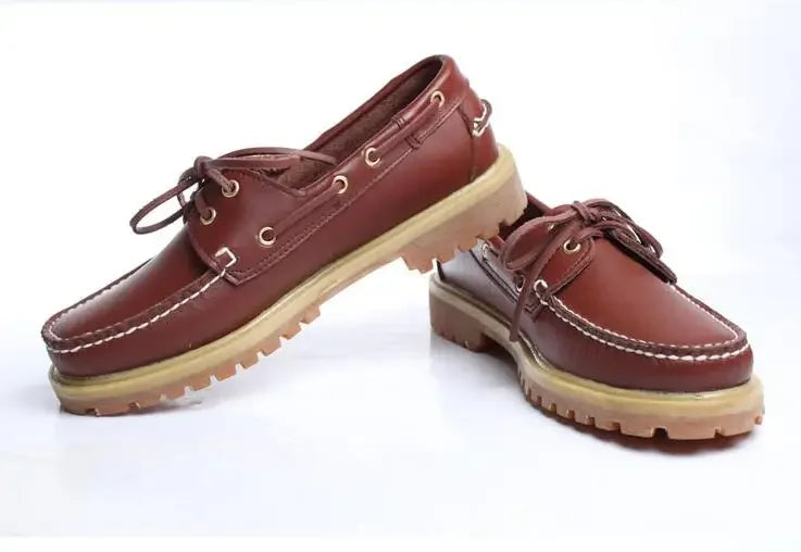 Genuine Leather Men's Casual Shoes Fashion Boat Shoes England Platform Luxury Lace up Male Loafers Driving Shoes46 Low Heel