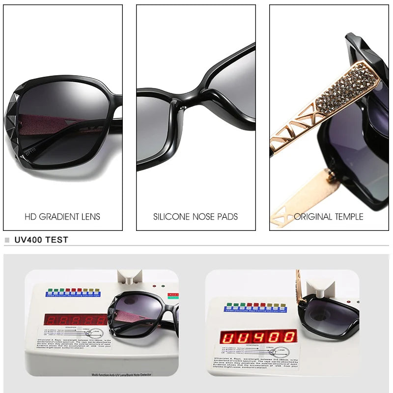 Women's Luxury Gradient Oversized Sunglasses Women Polarized Square Vintage Sun Glasses Ladies Diamond Shades gafas de sol mujer