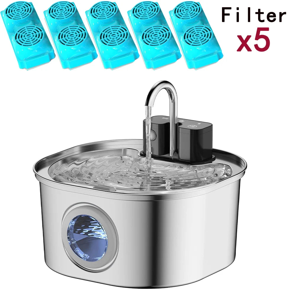 Stainless Steel Wireless Cat Water Fountain 4000mAh Pet Water Dispenser For Dog Cat Infrared Sensor Smart Pet Drinkier Fountain
