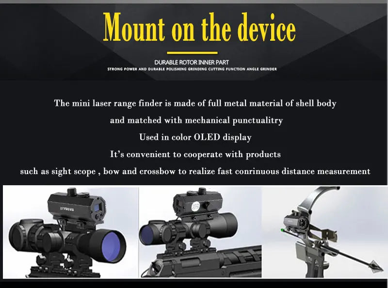 MINI8 Plug-in 1200m Ranging Device Laser Rangefinder Sport Hunting Scope Red Dot Assist OLED Screen Distance/Speed Measurement