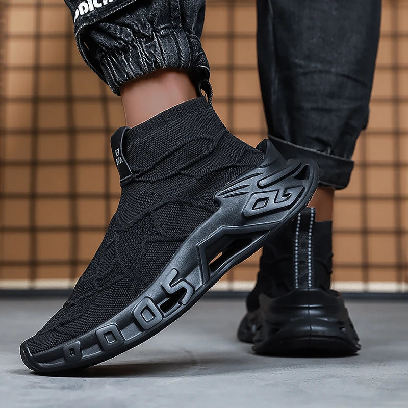 Men's Outdoor Sports Shoes - High-Top Sports Shoes Are Novel and Fashionable, Non-Slip and Durable, Suitable for All Seasons,