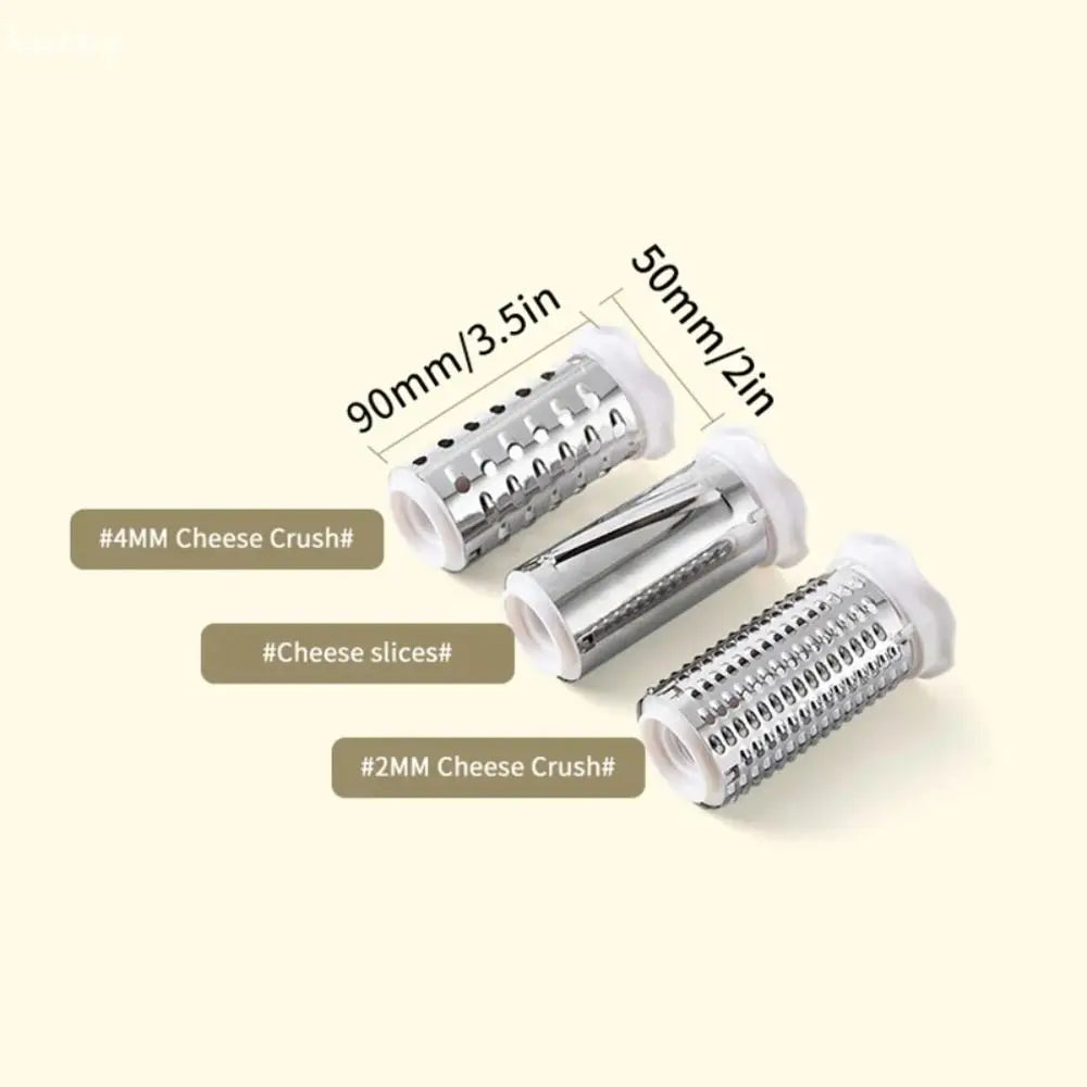 3-in-1 Hand-Cranked Cheese Grater Rotary Multi-functional Parmesan Cheese Shredder Handheld Stainless Steel Drum