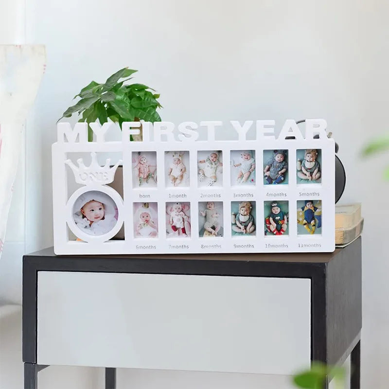 Baby Keepsake Frame 0-12 Months Pictures My First Year Photo Frame Newborn Memory Gifts Souvenirs Photo Frame For Babies