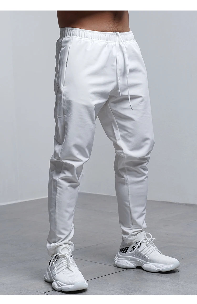 Breathable Loose Running Pants Men Autumn Winter Sport Training Gym Sportswear Elastic Waterproof Outdoor Zip Pocket Sweatpant