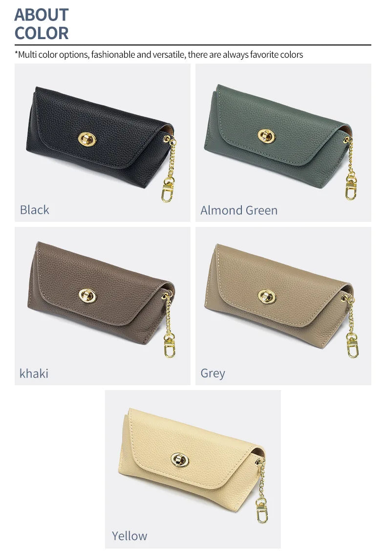 Genuine Leather Eye Glasses Case Vintage Handmade Soft  Eyewear Accessories Sunglasses Cases Luxury Spectacles Box Bag Pendant