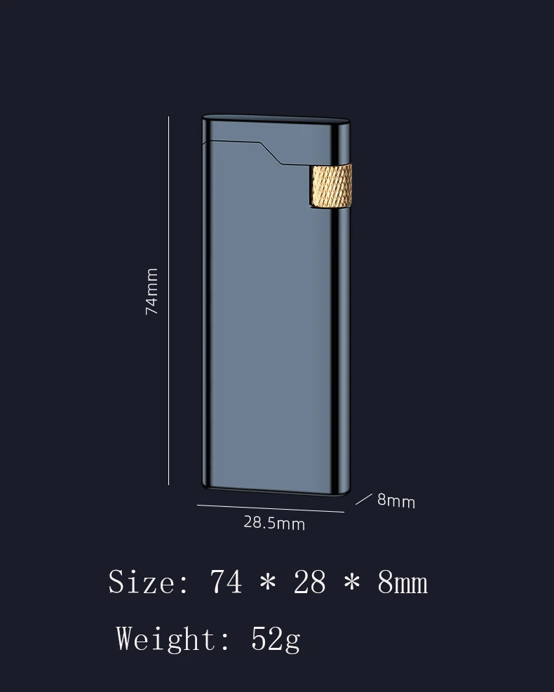 New Personality Portable Metal Slender Wheel Lighter Butane Gas Open Flame Lighter Mini Cigarette Lighter Gadget Men's Gift