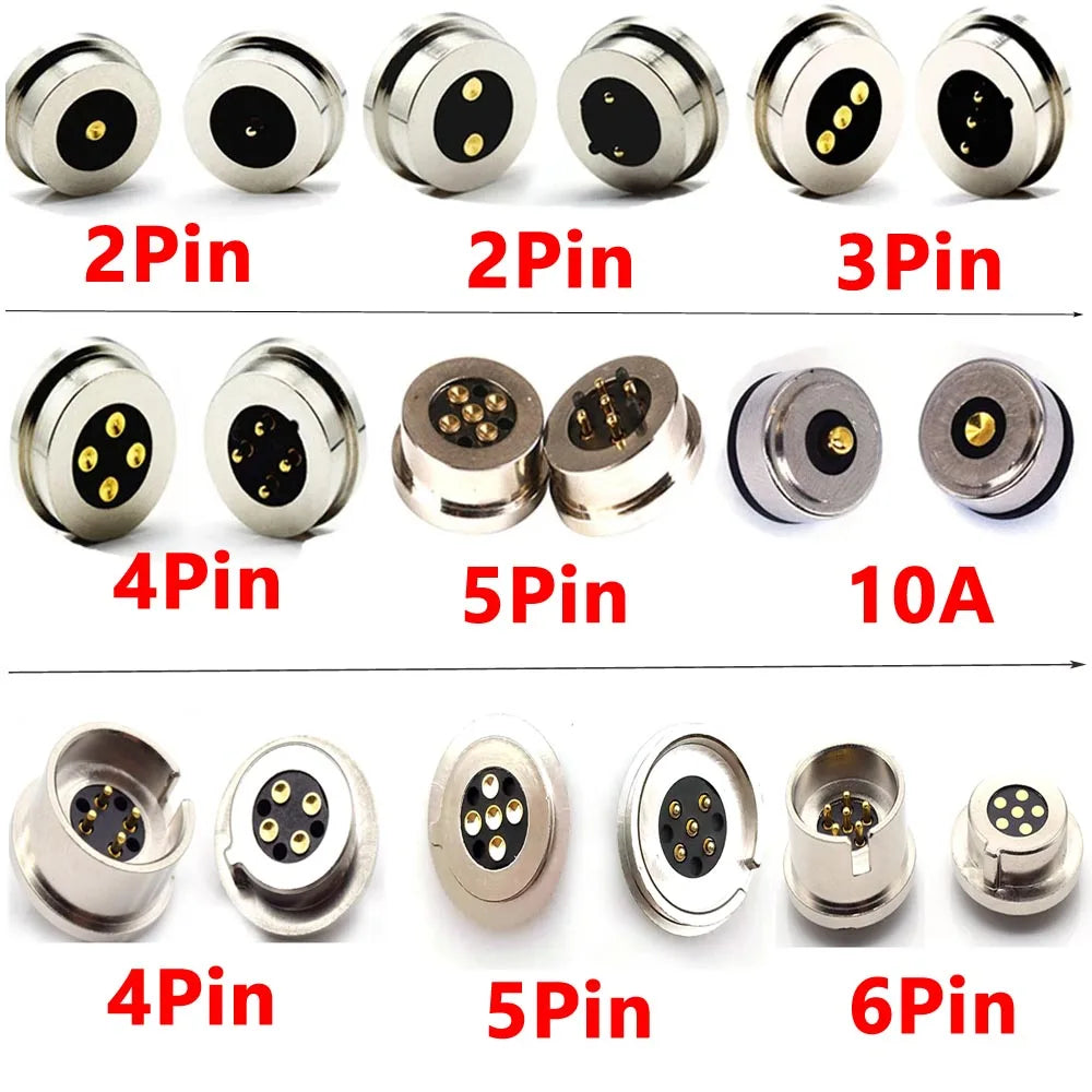 1Pair 2/3/4/5/6Pin waterproof high current magnet suction spring pogo pin male female probe DC power charging magnetic connector