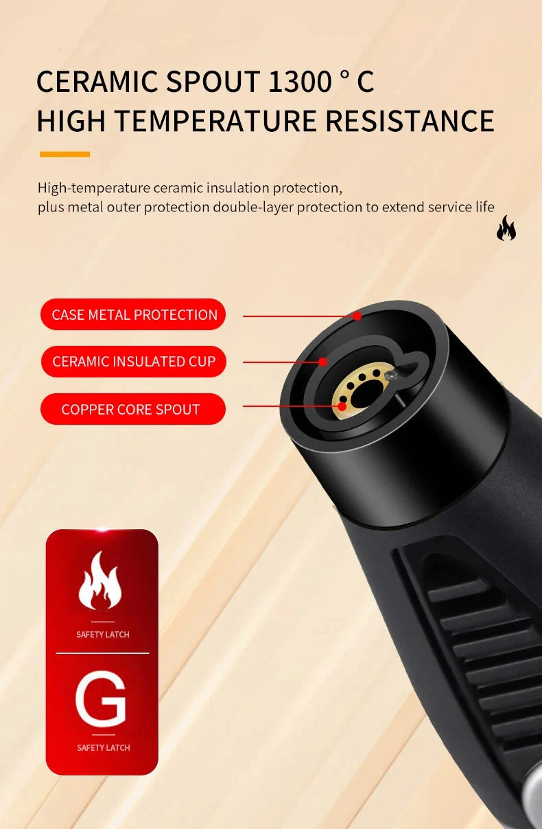 1300℃ Jet Flame Gas Lighter 360 Degree Inverted Turbo Torch Lighter Refillable Butane Kitchen BBQ Ignition Gun Windproof Lighter