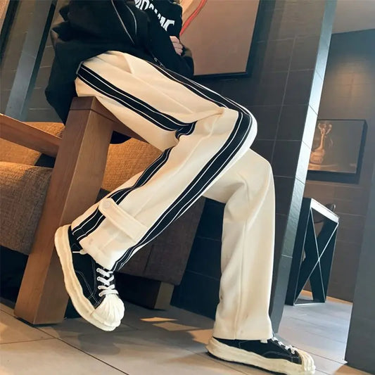 Autumn Winter Elegant Casual Pants for Men American Street Style Fashion Loose Fit Straight Leg Men Clothing