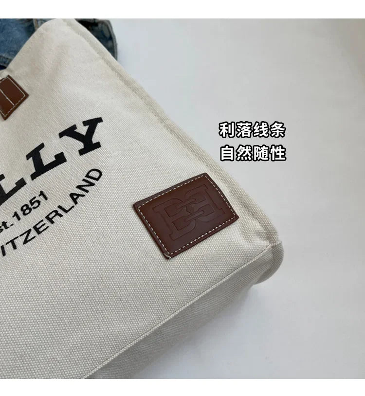2025 New Canvas Tote Bag for Women Large Capacity Casual Shoulder Bag Simple Commute Shopping Bag High Quality