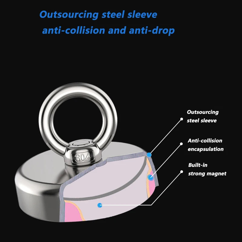 Fishing Magnets Hook Powerful, 110lb 242lb 529lb 771lb Pull Force Super Strong Heavy Duty Search Magnet For Sea Fishing Salvage