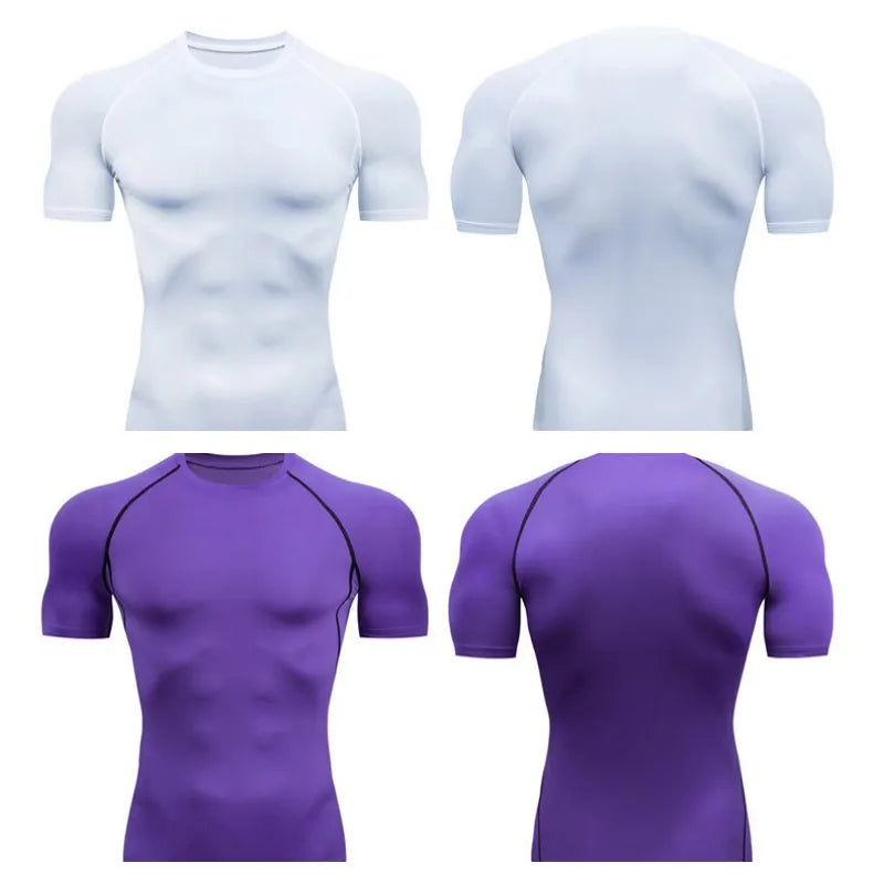 Summer Oversized Tops Men Short Sleeve Compression t-Shirt Quick Dry Bodybuilding Gym t Shirt Man Football Jerseys White t-Shirt