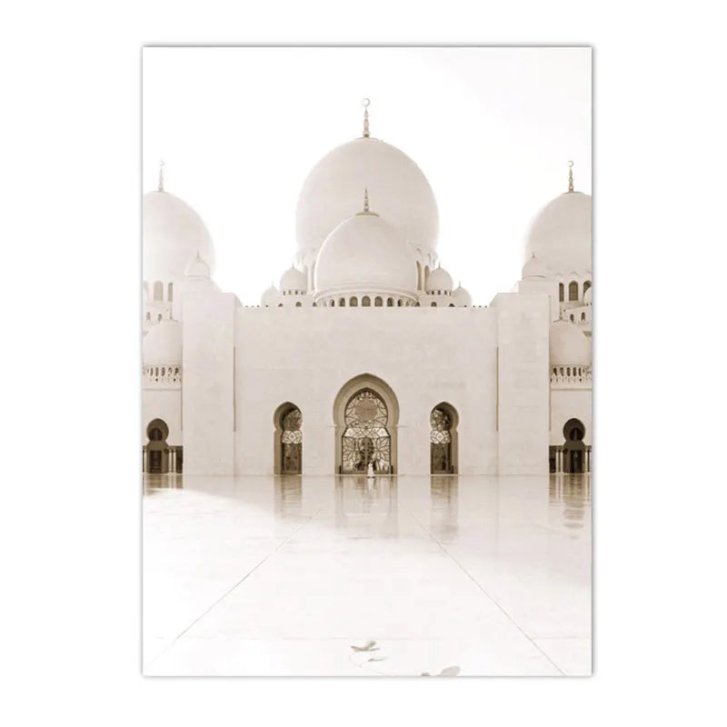 Islamic Wall Art Print Morocco Door Canvas Poster Pampas Grass Beige Flower Art Painting Mosque Posters Wall Pictures Home Decor