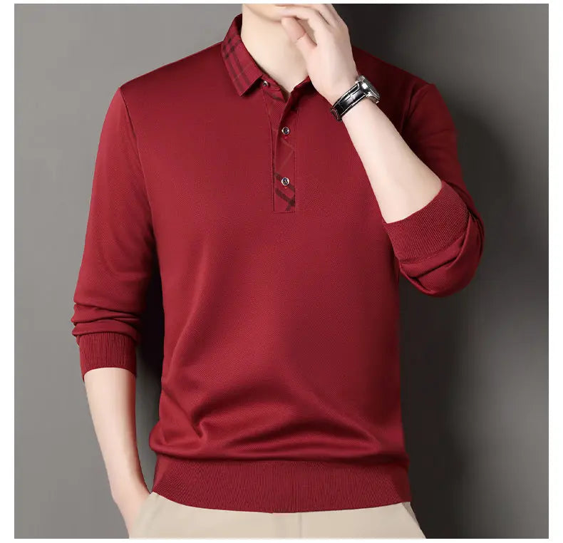 Winter Pullovers Men Knit Polo Shirts Fashion Fleece Lined Polo Sweaters Jumper Thick Knitting Polo Shirts