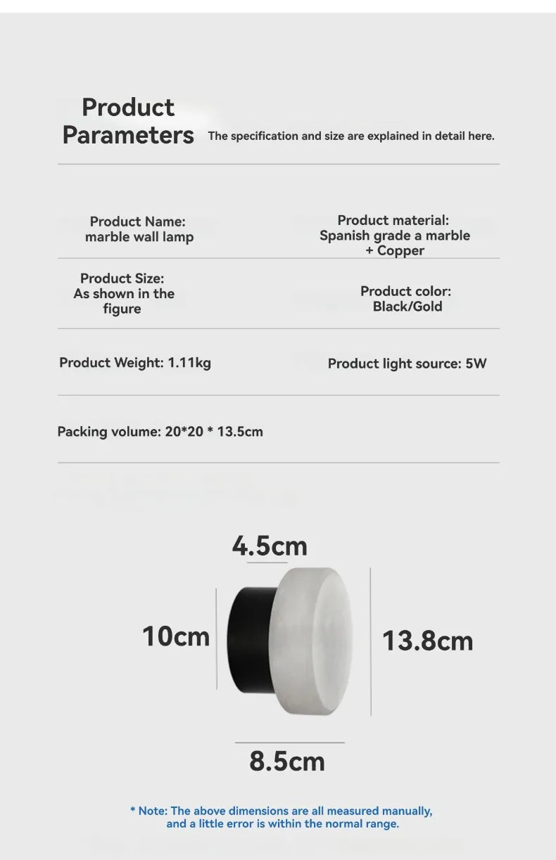 Natural Marble Wall Lamp French Style Background Wall Entryway Staircase Light Modern Indoor Bedside Hallway Lighting Fixture