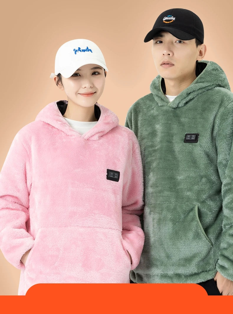 USB Infrared 9 Heating Areas Hoodies Sweater Winter Electric Heated Sweater Waistcoat For Sports Hiking Oversized M-6XL