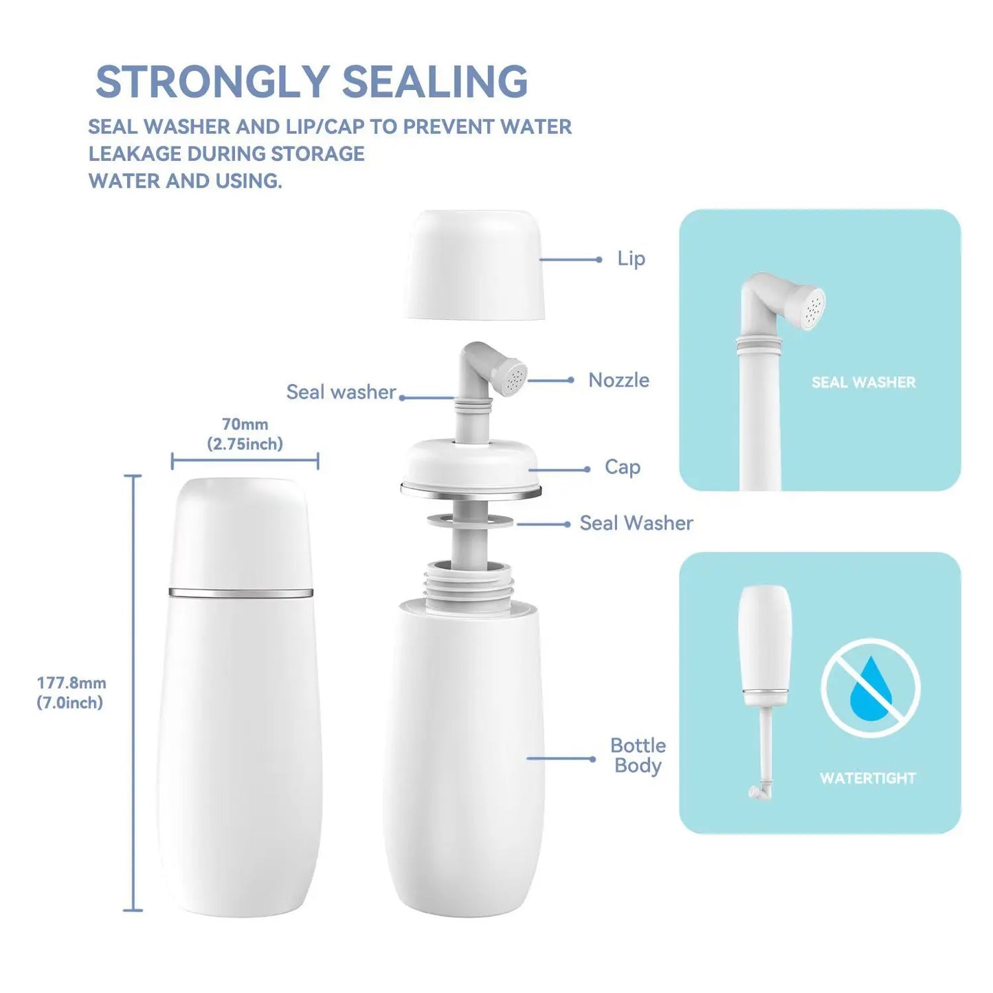 Portable Bidet - Travel Handheld Bidet Bottle with Retractable Spray Nozzle for Hygiene Cleansing Personal Care 400ml With Bag