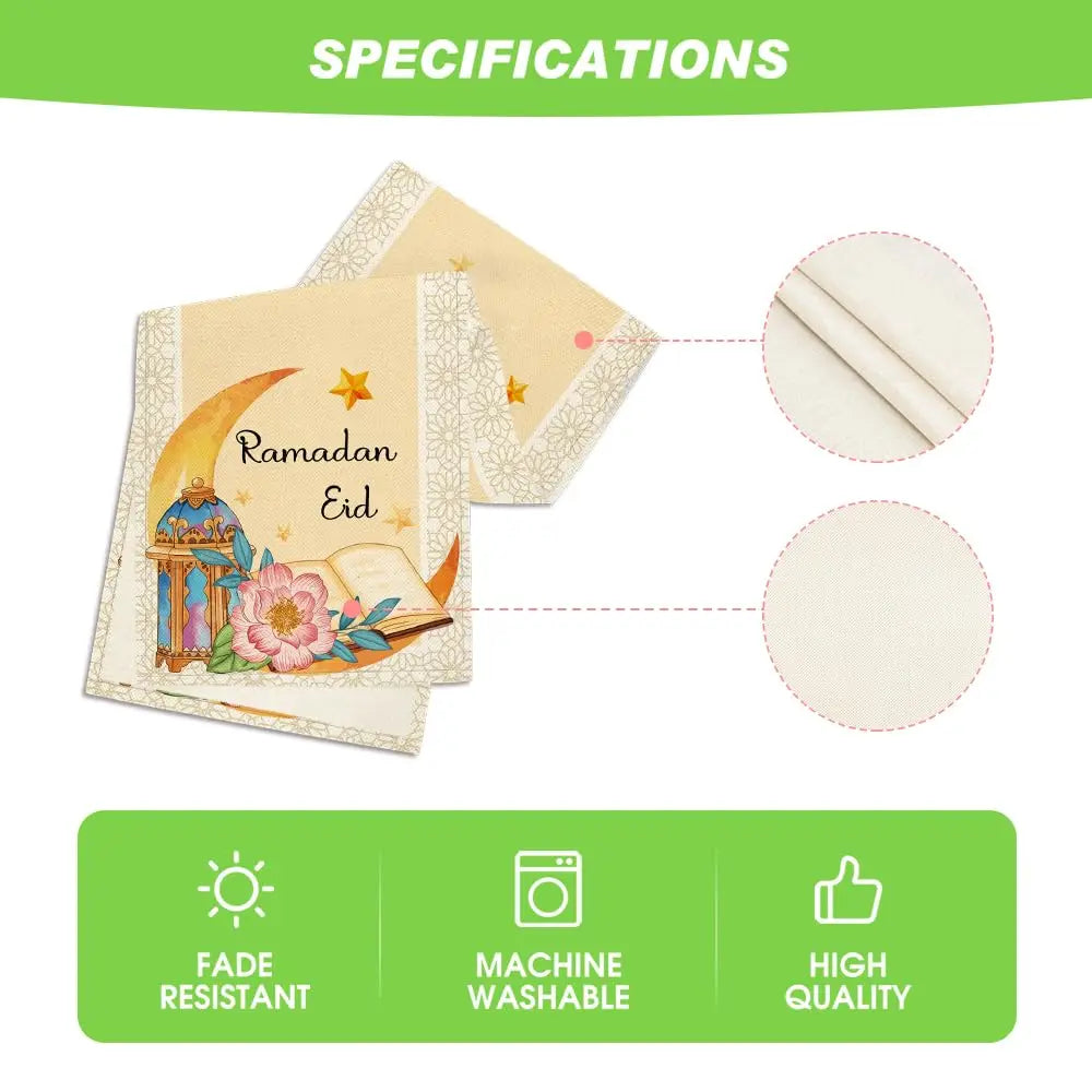 Lantern Star Moon Ramadan Table Runner, Eid Kitchen Dining Table Decoration, Home Party Decor, Seasonal, 13x72 Inch