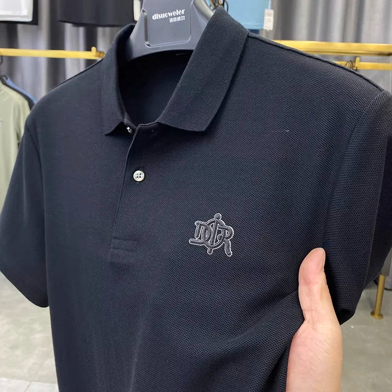 100% pure cotton men's short sleeved polo shirt summer fashion casual top comfortable and breathable high-quality lapel T-shirt