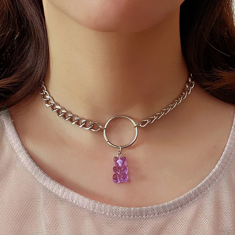 Necklace For Women Cute Girls Animal Sweet Heart Butterfly Fashion Party Rap Gummy Bears Blade