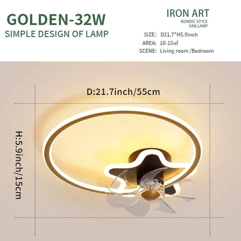 Nordic invisible ceiling fan light fan ceiling minimalist light fan ceiling for Bedroom Dning Room Living Room gold ceiling fans