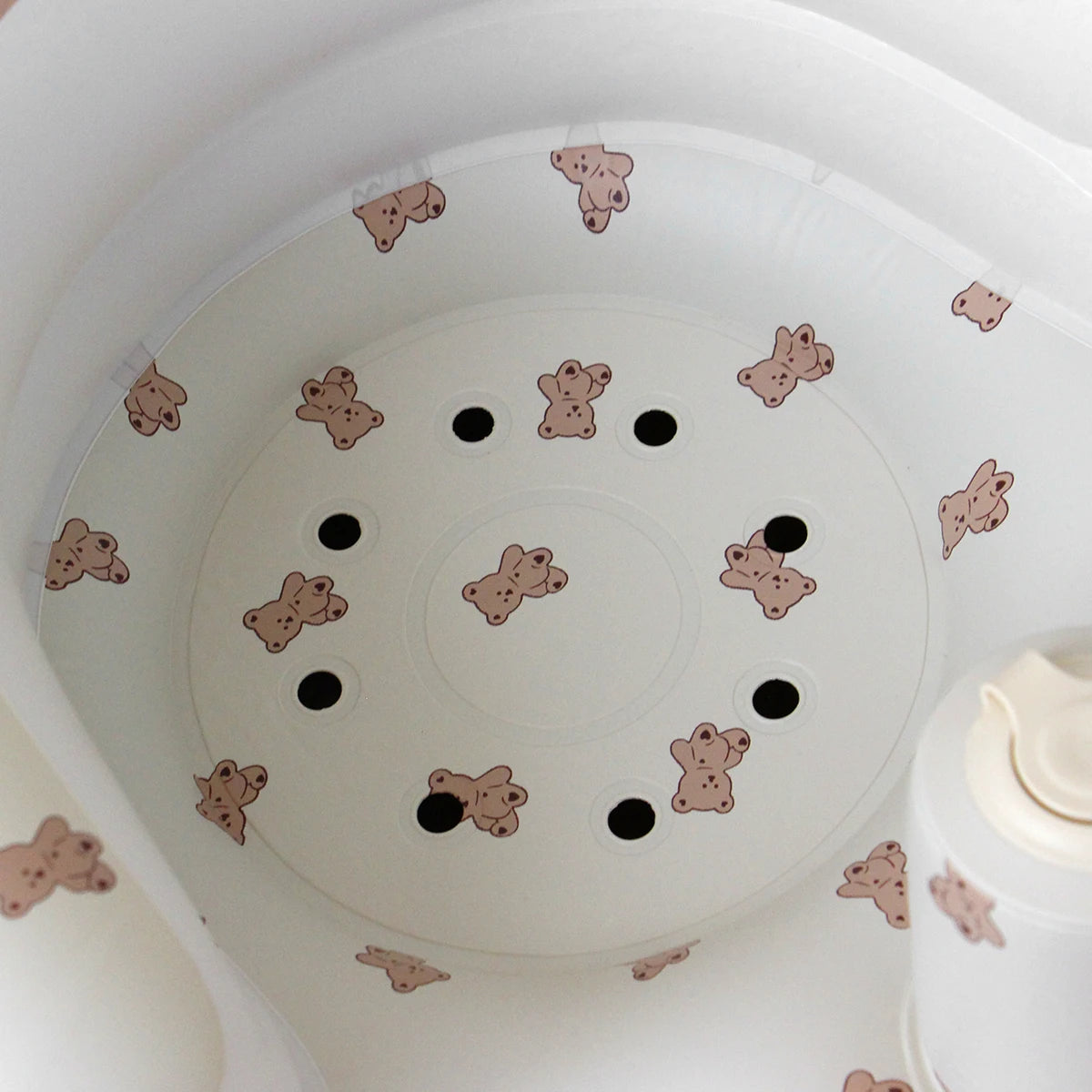 Baby Inflatable Seat, Biscuit Bear Cartoon Baby Sofa for Sitting Up 3-12 Months, Built in Air Pump PVC Back Support Sofa