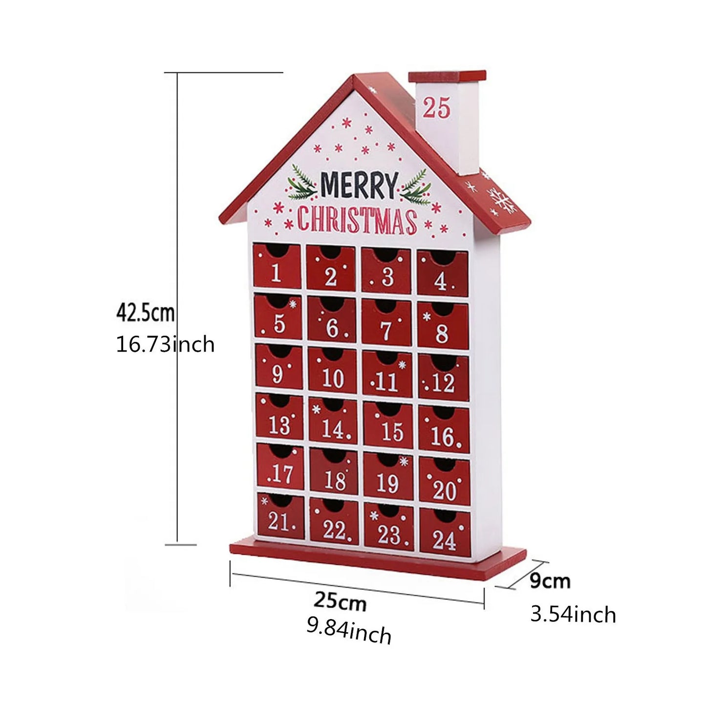 Christmas Countdown Calendar Box Wooden Christmas Small House Decorations Festival Gift Holiday Party Atmosphere Decoration