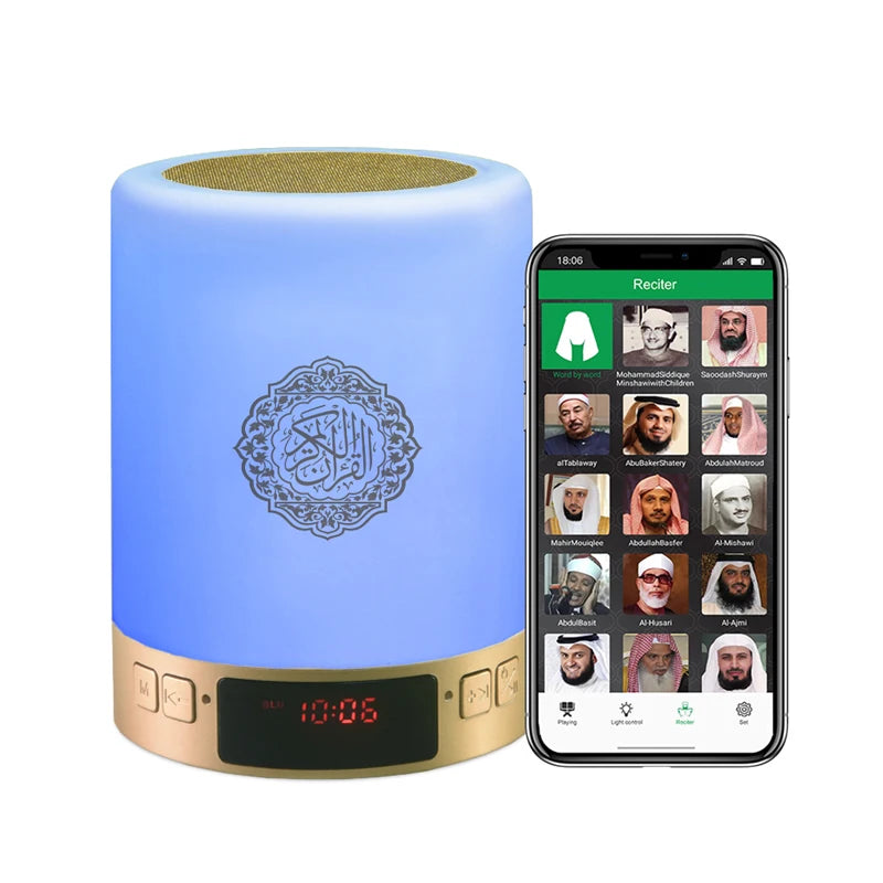 Islamic Wireless Portable Quran Speaker LED Night Light Koran Lamp With AZAN Clock Mp3 Player Muslim Gift Veilleuse Coranique