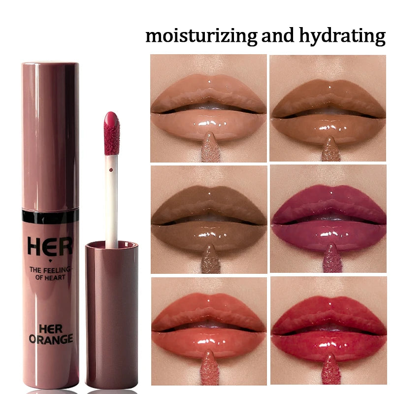 Herorange Shimmering Water-Glossy Mirror Lip Glaze, Moisturizing, Not Easy to Fade, Easy to Apply, Water-Glossy Glass Lip Gloss Cosmetics, Christmas Gift