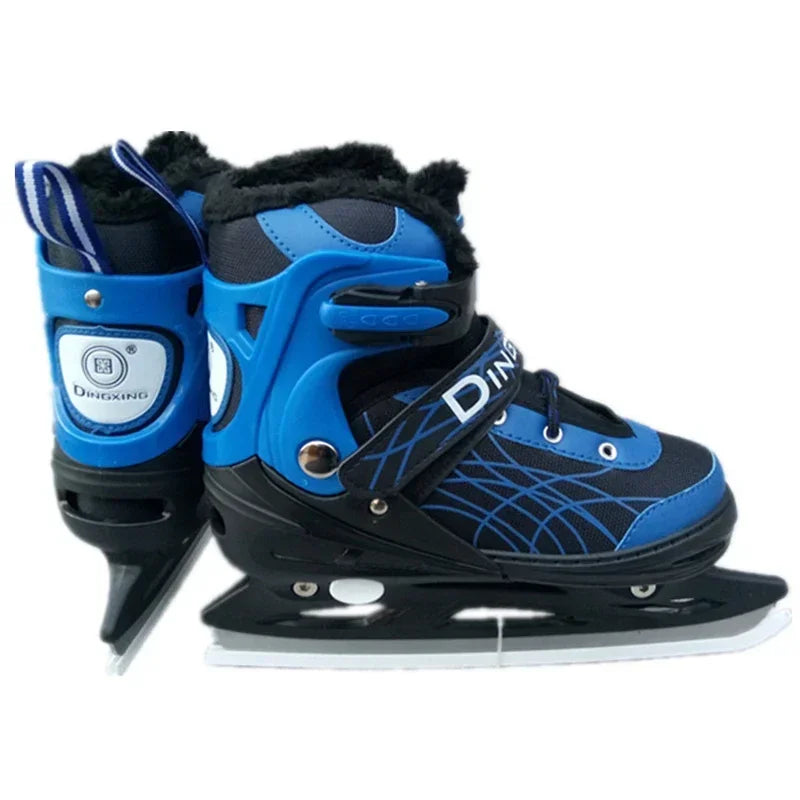 Adjustable Size Speed Skating Shoes Thermal Stretchable Ice Skates Ski Shoes Thicken with Ice Blade for Kids Adult Men And Women