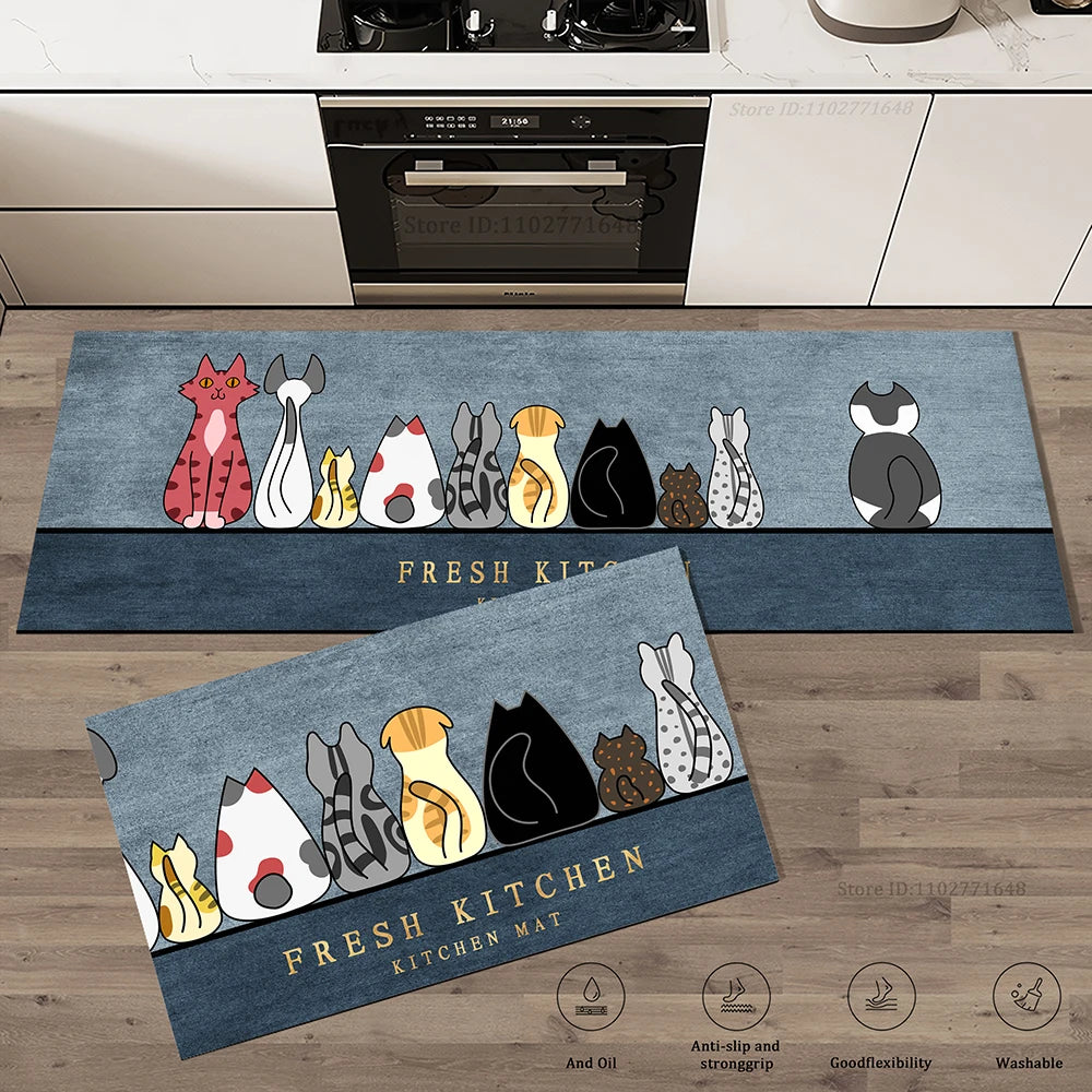 Carpet for Kitchen Floor Mat Waterproof Non-slip Long Rug Oil-proof Foot Mats Pink Flower Home Decoration Modern Absorbent Rugs