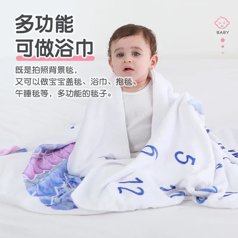 Baby Photography Mats Background Cloth Growth Commemorative Blanket Baby Milestone Flannel Blanket Newborn Photography Blanket