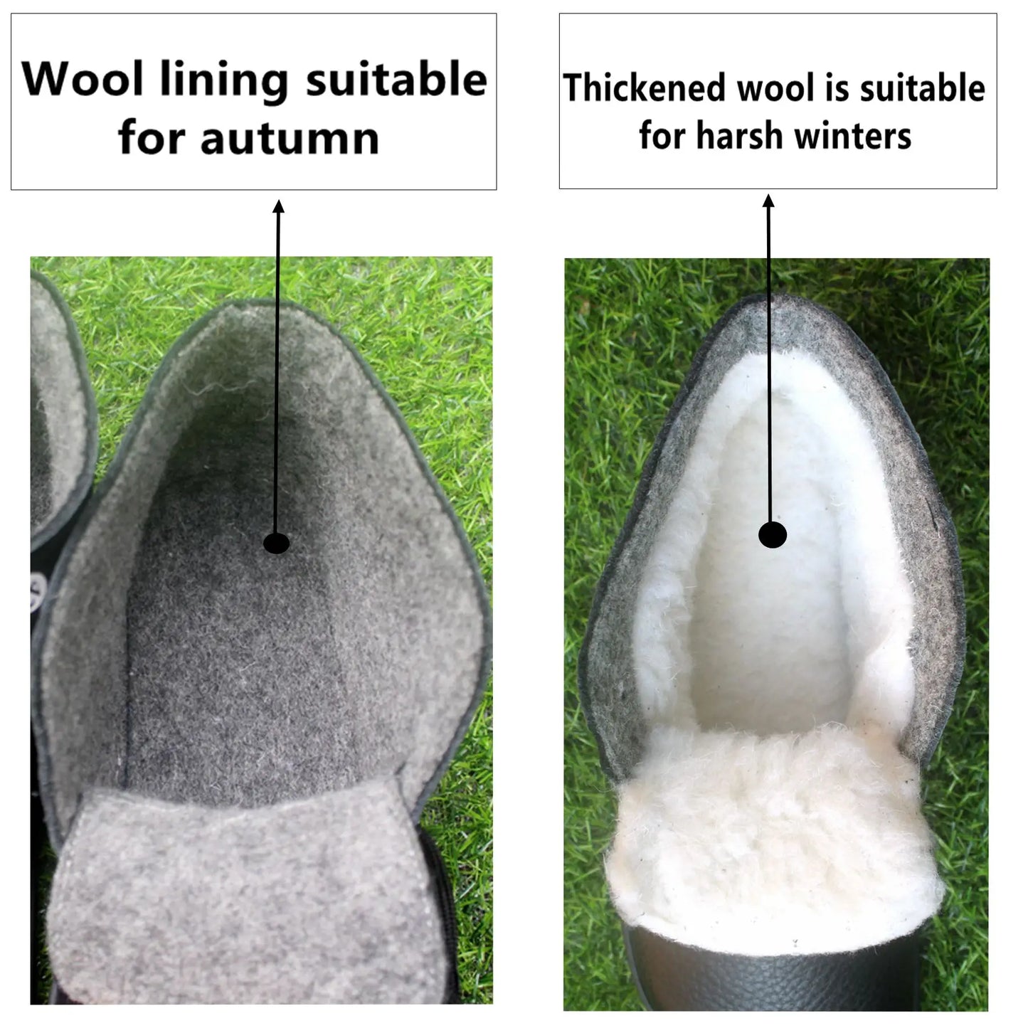 Barefoot Leather Boots With Wool Linning Inside For Women  man Zero Drop Wider Toes Box