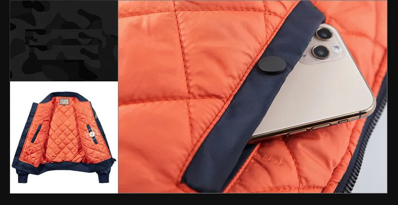 Men's winter jacket 2025 model  Thick and warm coat Men's flight jacket  Thick and warm padded coat - With a stand-up collar