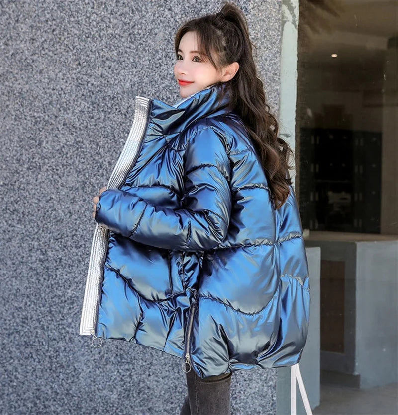 2026 New Winter Jacket Women Parkas Glossy Warm Thicken Coat Female Cotton Padded Parka Waterproof Outwear Loose Snow Jacket
