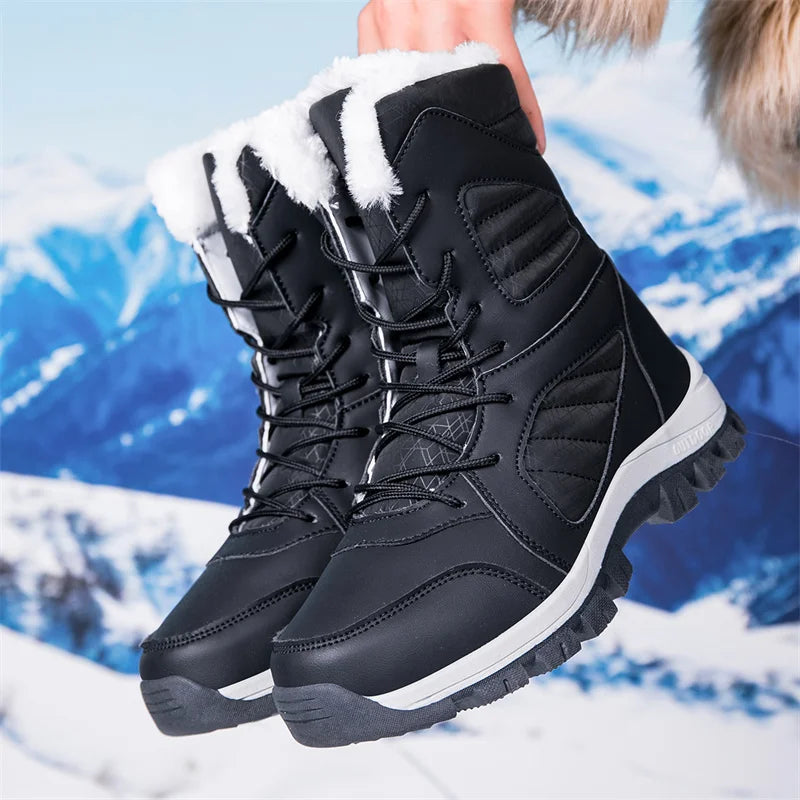 Men's Snow Boots for Men Casual Winter Shoes Platform Non-slip Warm Fur Ankle Boots Plush Combat Outdoor Hiking Motorcycle Boots