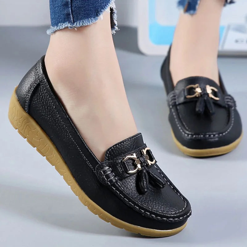 Woman Shoes Low Heels Casual Shoes Women's Loafers Slip On Flat Shoes Mocassins Femmes Comfortable Footwear Women Flats White
