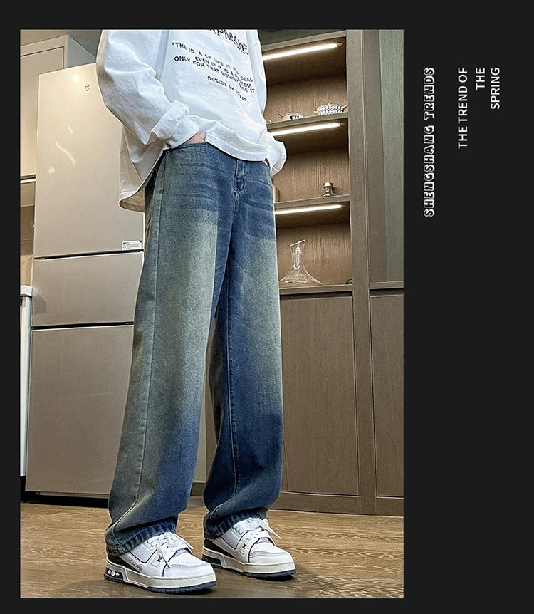 Trousers Male Men's Pants New in Pants Denim Trendy Loose Straight High Street American Trousers Sex Products Y2k Sport Clothing