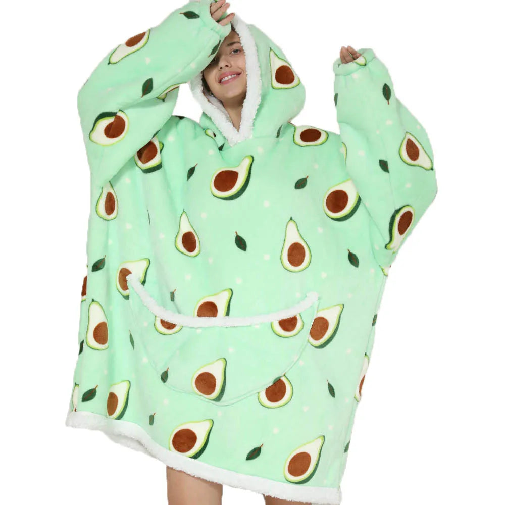 Oversized Blanket Hoodie with Big Pockets for Women Christmas Sweaters Hooded Cute Wearable Fleece TV Blanket for Couple Hoodies