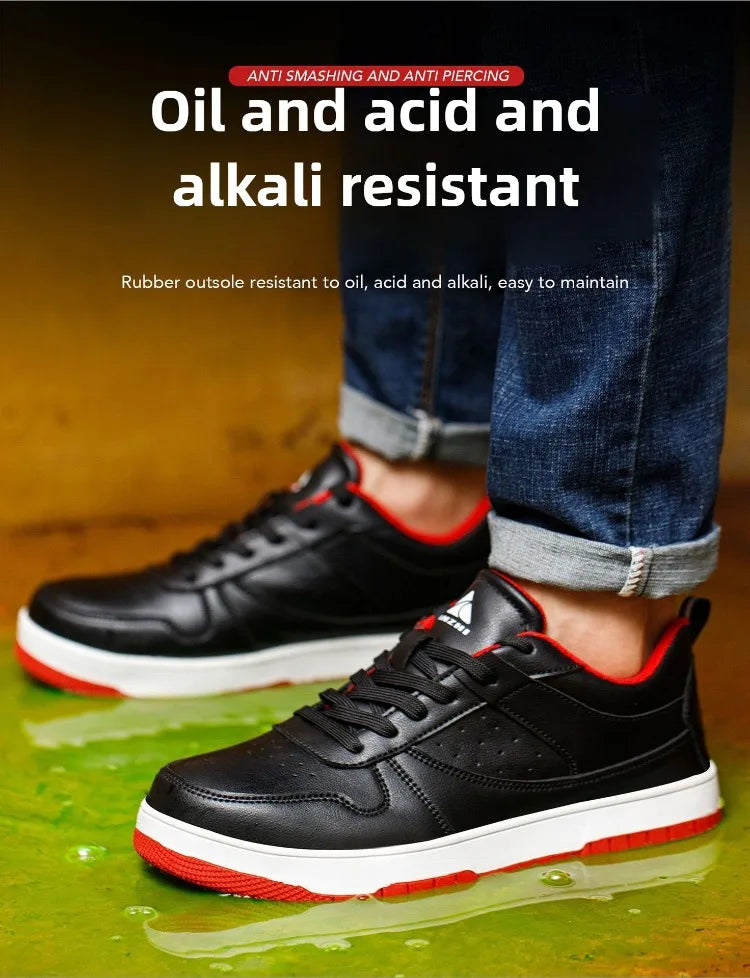 Steel Toe Man Work Boots Industrial Fashion Safety Shoes Men Non-Slip Work Sneakers Construction Waterproof Work Mens Shoes
