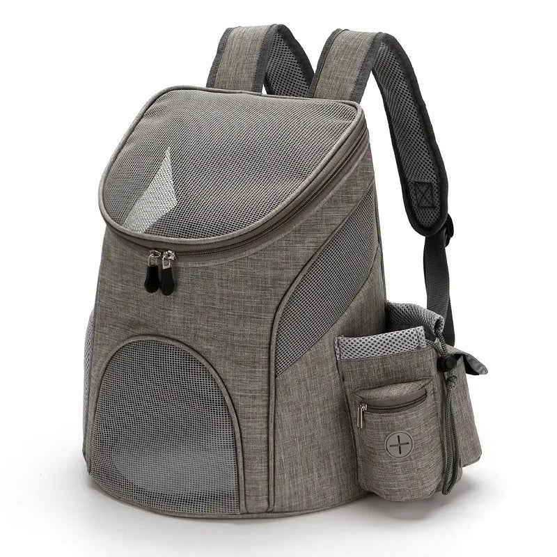 Pet backpack foldable pet portable backpack for going out mesh breathable with side pocket cat and dog backpack