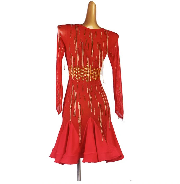 Party Dresses for Women Sexy Female Latin Dance Suit Girls Practice Wear Clothing Competition 2026 New Line Skirt Stand Ballroom