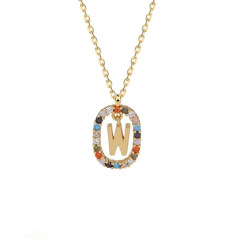 925 Sterling Silver Gold Letters A - Z Initial M S C K Alphabet Pendente Long Chain Necklace Say My Name Fine Jewelry