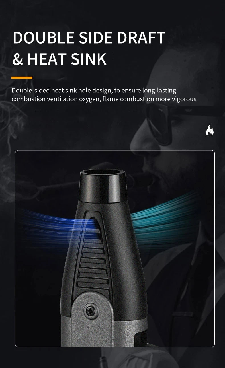 1300℃ Jet Flame Gas Lighter 360 Degree Inverted Turbo Torch Lighter Refillable Butane Kitchen BBQ Ignition Gun Windproof Lighter