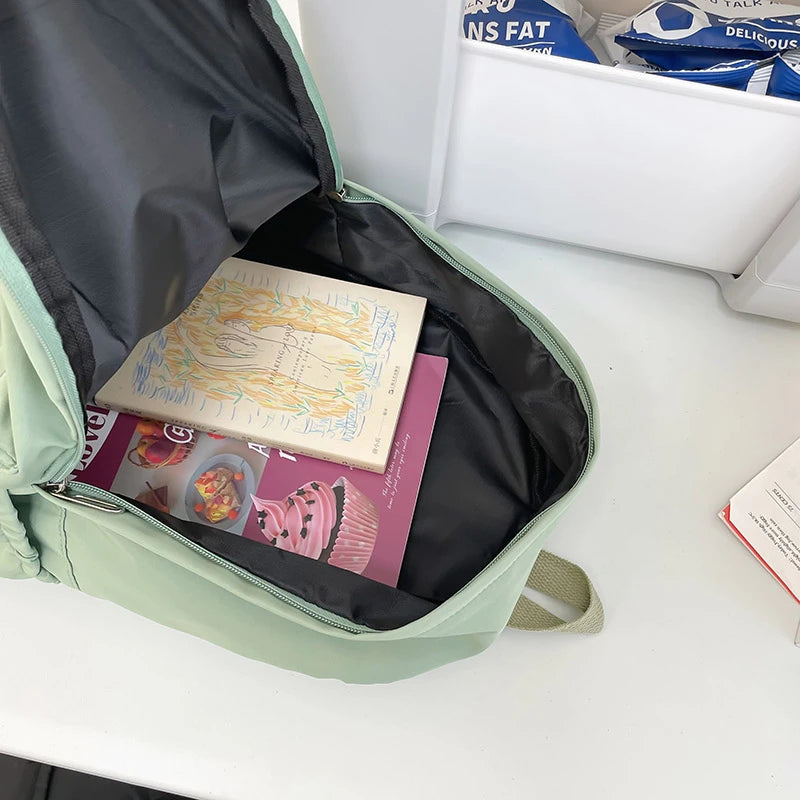 Simple Solid Color Casual Backpack Lightweight and High School Student Bag Multifunctional Backpack Suitable for Travel,School